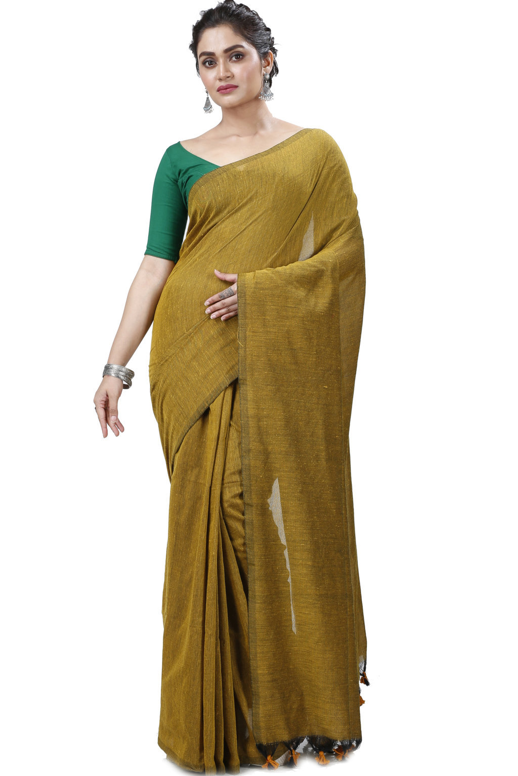 Brown Pure Cotton ThanKhadi Hand Loom Saree (5236)